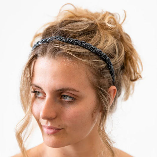 Headband Thin  - Pewter Rush Beaded - Southern Belle Boutique