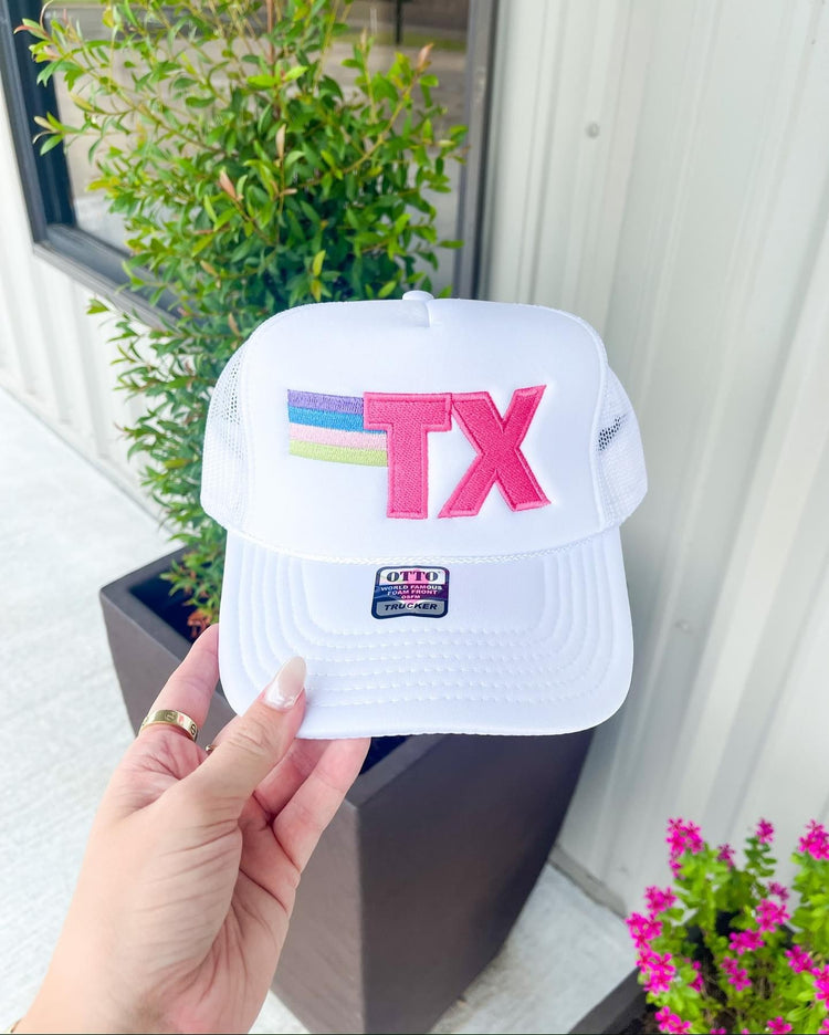 White Tx Rainbow Hat - Southern Belle Boutique