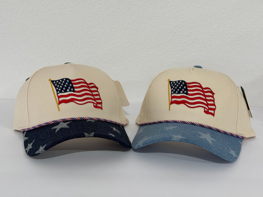 USA Flag Canvas Trucker Hat - Southern Belle Boutique