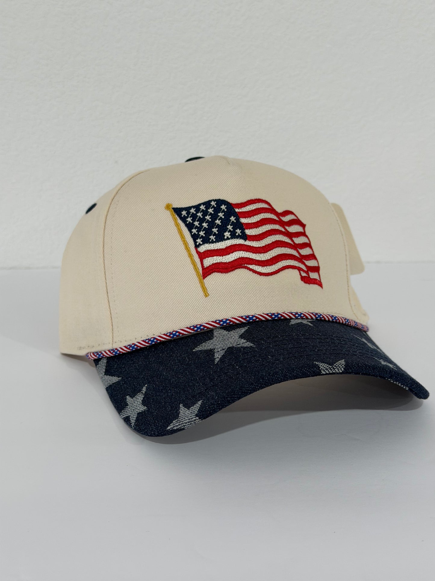 USA Flag Canvas Trucker Hat - Southern Belle Boutique