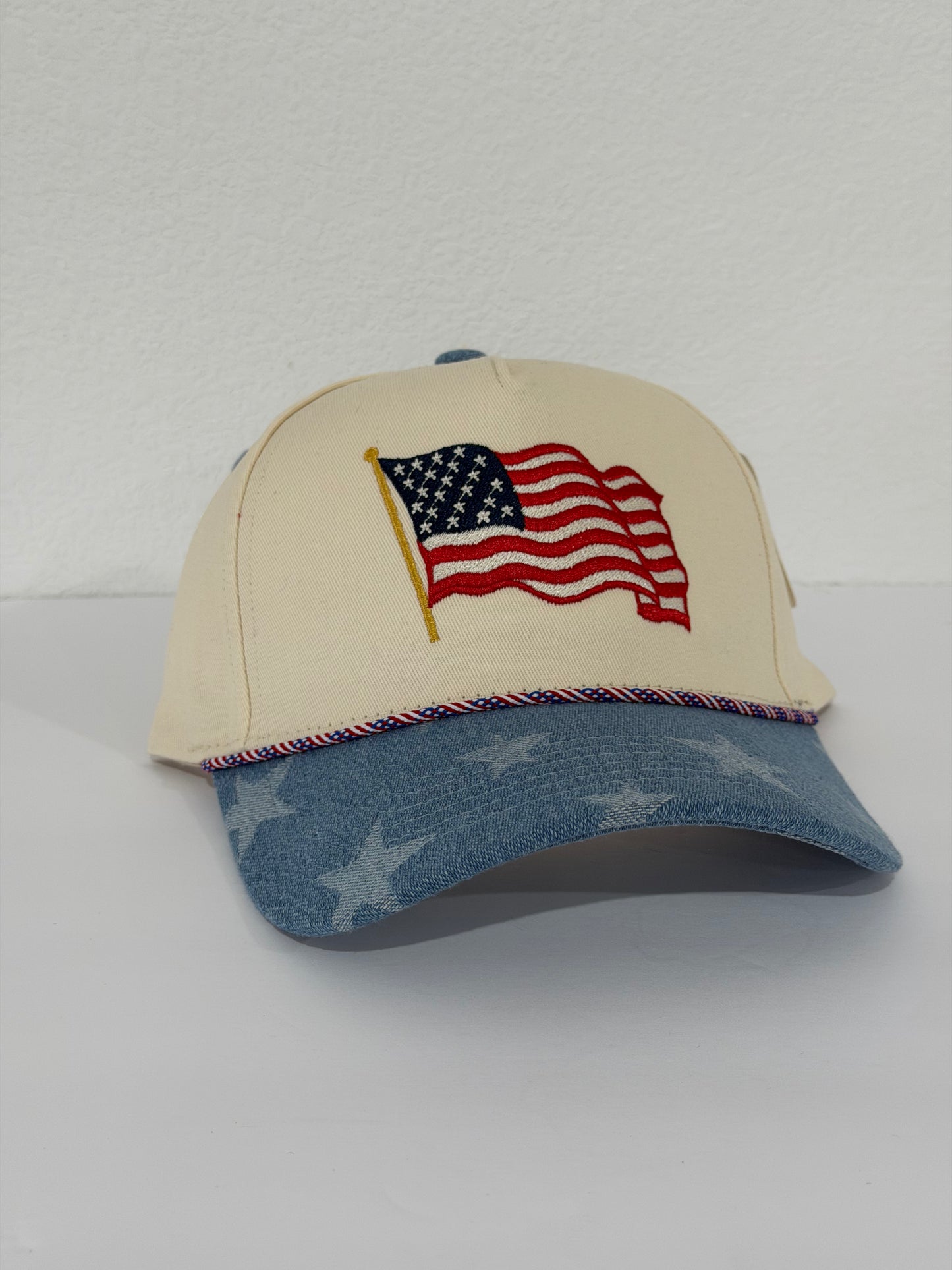 USA Flag Canvas Trucker Hat - Southern Belle Boutique