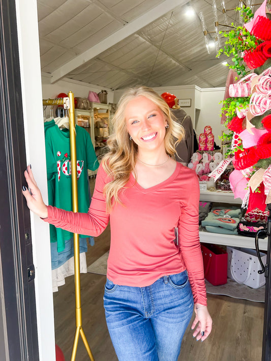 Sophie Long Sleeve Tee - Cedar - Southern Belle Boutique