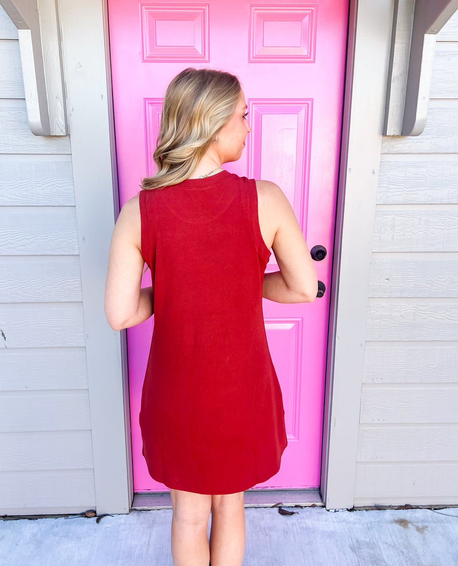 Justine Ribbed Dress - Mahogany - Southern Belle Boutique