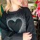 Rhinestone Heart Pullover - Black - Southern Belle Boutique