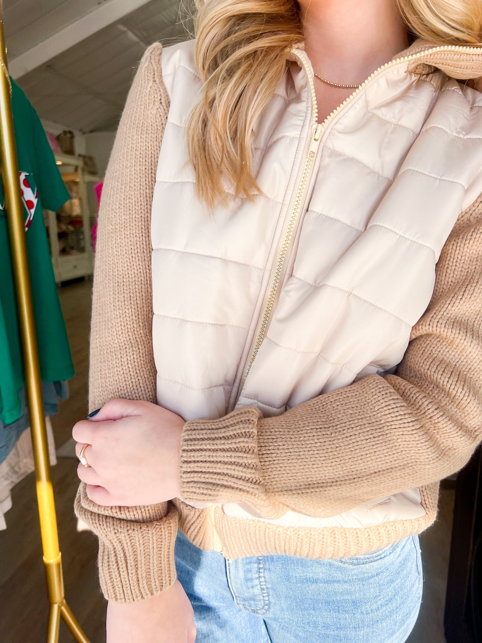 Lt Camel Sweater Jacket - Southern Belle Boutique