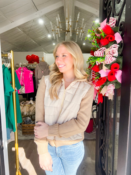 Lt Camel Sweater Jacket - Southern Belle Boutique