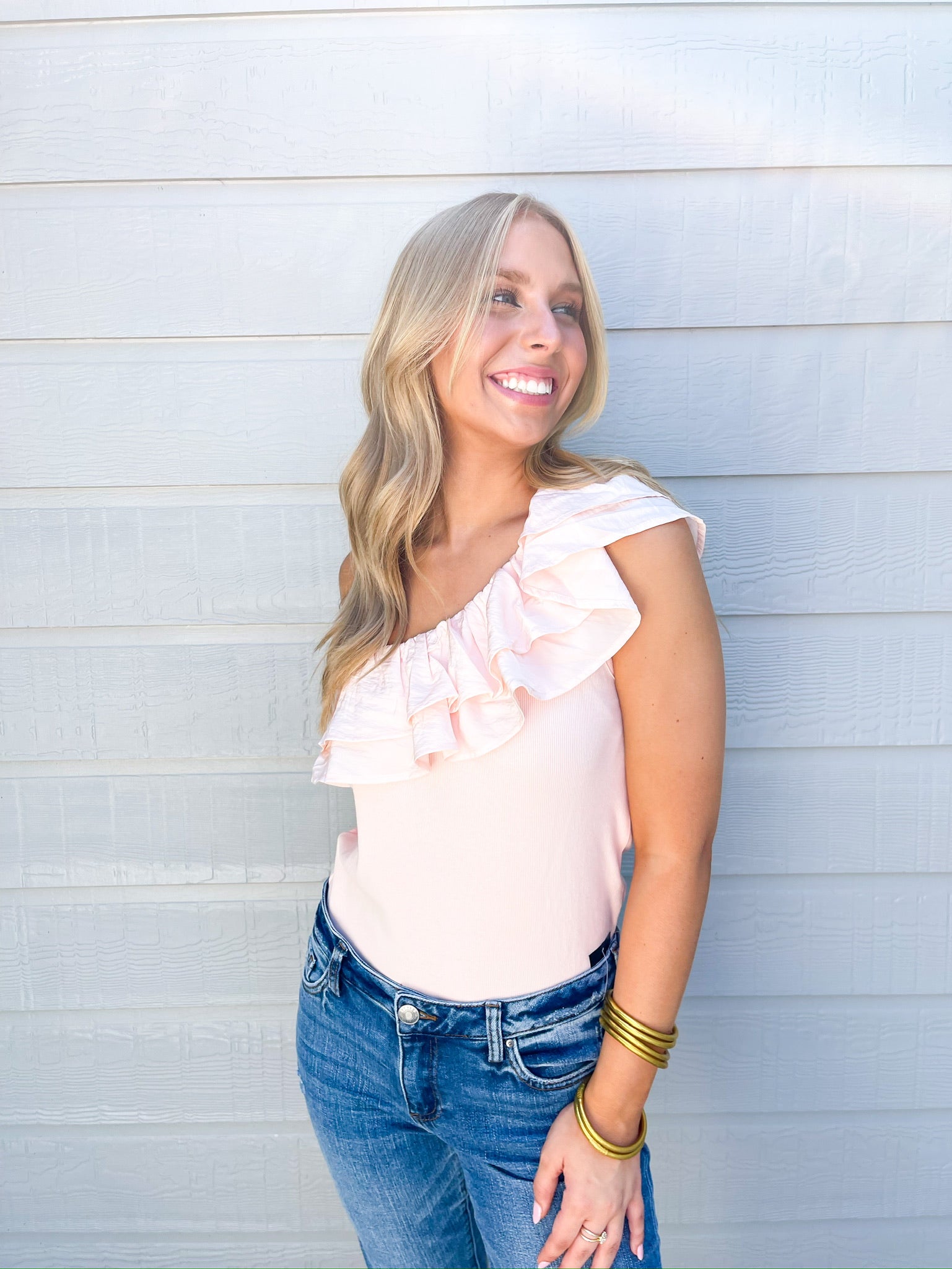 Blush One Shoulder Top - Southern Belle Boutique