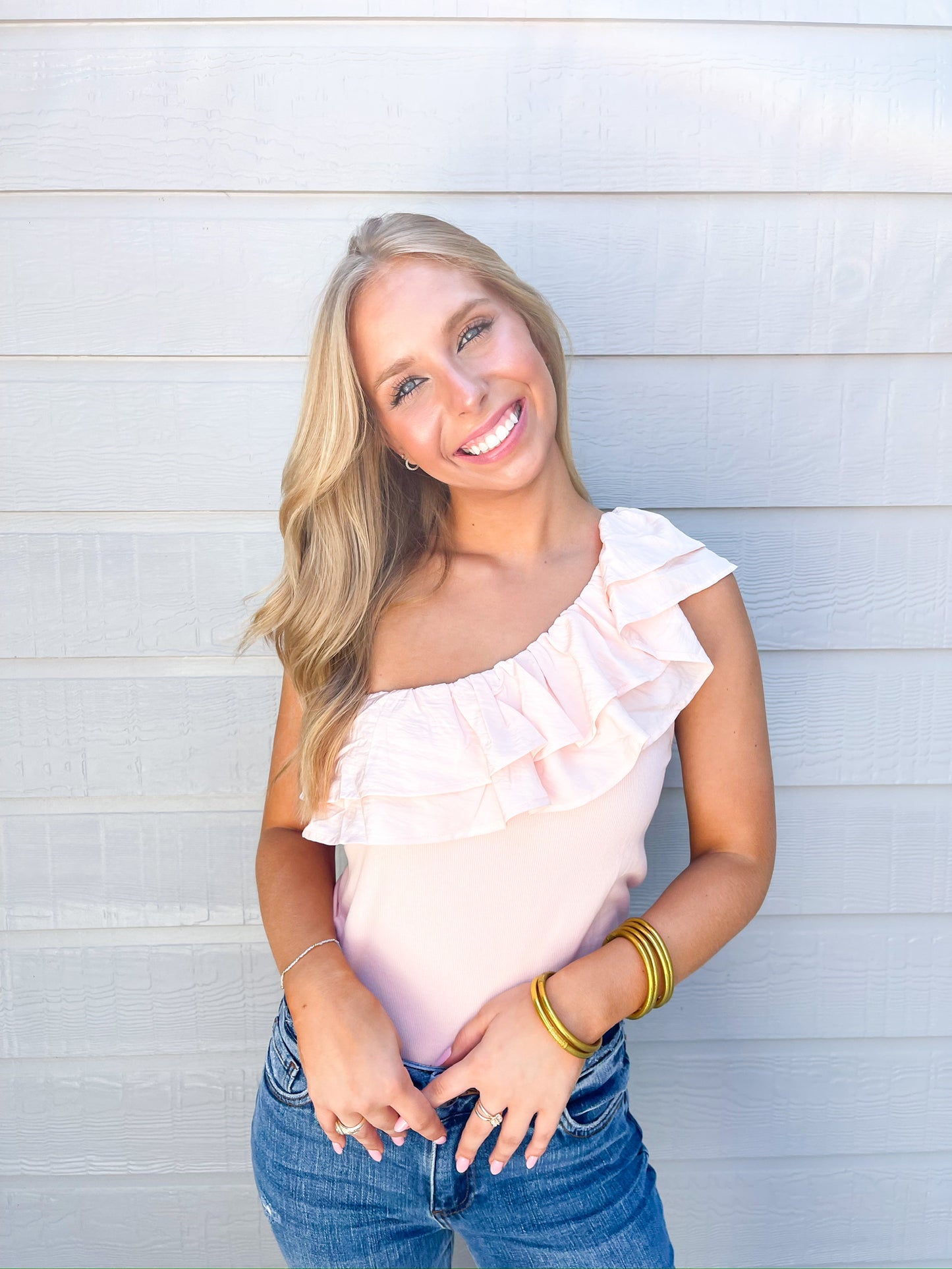 Blush One Shoulder Top - Southern Belle Boutique