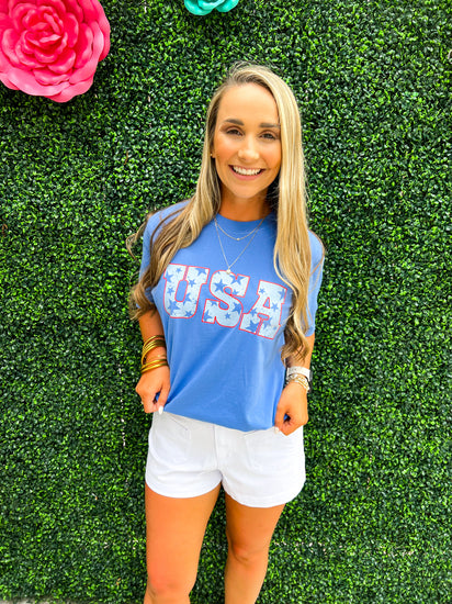 Royal Blue USA Tee - Southern Belle Boutique