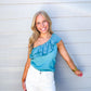 Teal One Shoulder Top - Southern Belle Boutique