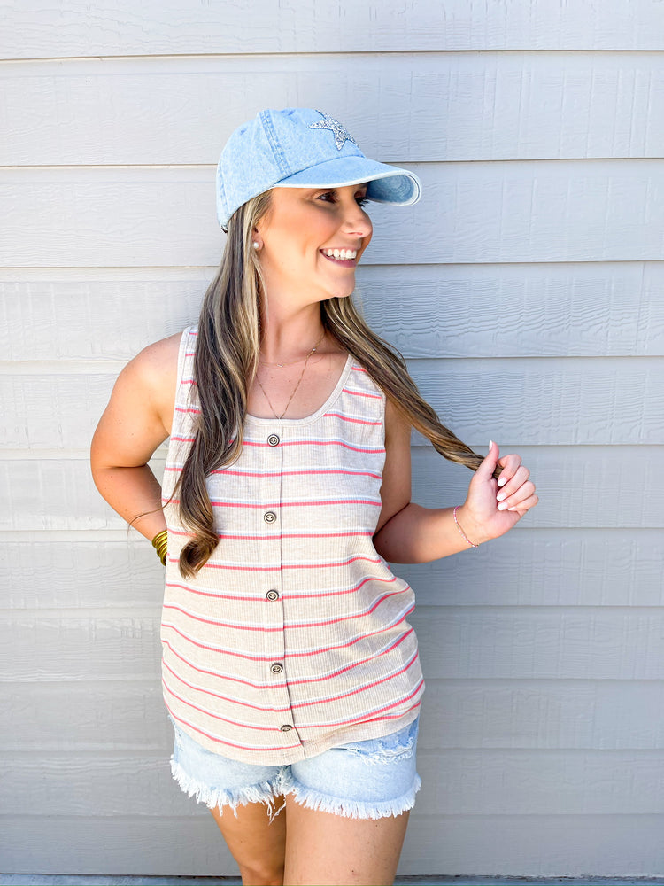 Oatmeal Coral Ribbed Top - Southern Belle Boutique