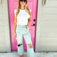 90's Vintage Crop Flare Jean - Cloud Blue