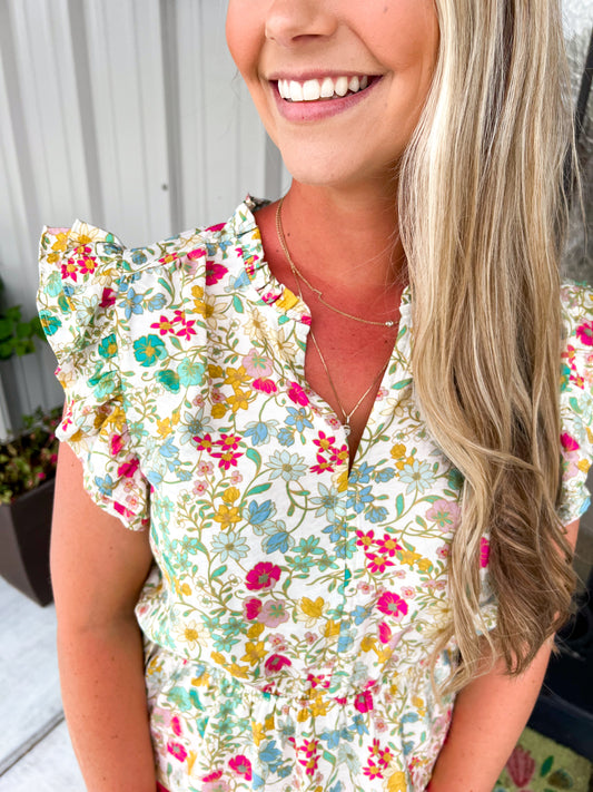 Marseille Peplum Top - Victorian Bouquet - Southern Belle Boutique