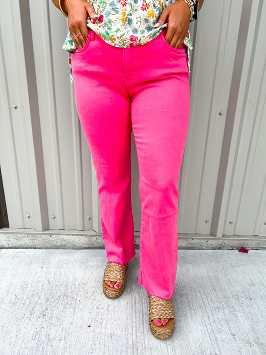 Kelsey High Rise Jean - Bubble Gum - Southern Belle Boutique