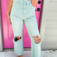 90's Vintage Crop Flare Jean - Cloud Blue