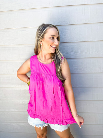 Pink Ruffle Hem Blouse - Southern Belle Boutique