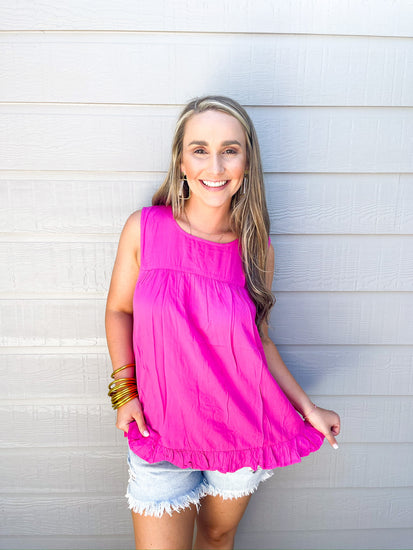 Pink Ruffle Hem Blouse - Southern Belle Boutique