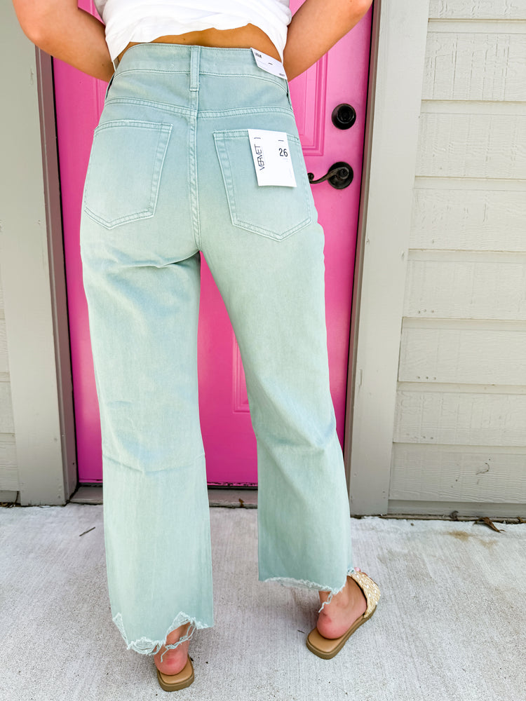 90's Vintage Crop Flare Jean - Cloud Blue