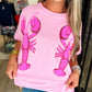 Sequin Crawfish Pink Tee - Southern Belle Boutique