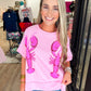 Sequin Crawfish Pink Tee - Southern Belle Boutique