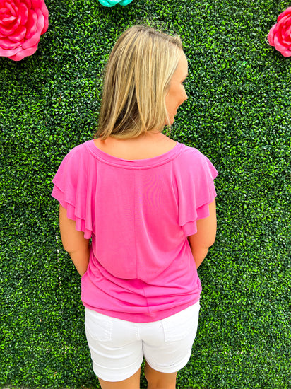 Ember Petal Sleeve Top - Pink Tuberose - Southern Belle Boutique