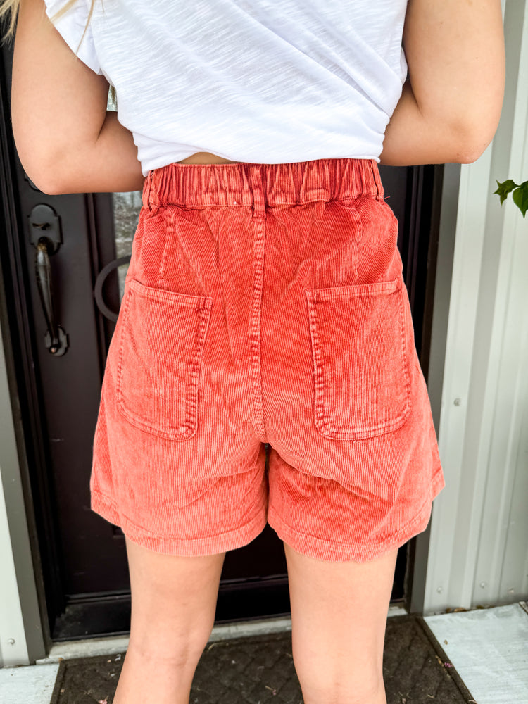 Rust Corduroy Shorts