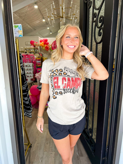 Leopard Football Laces Tee - Southern Belle Boutique