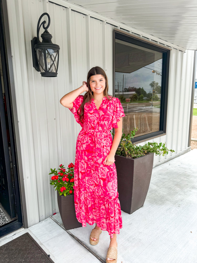 Pink Multi Tiered Maxi Dress