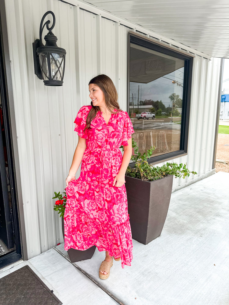 Pink Multi Tiered Maxi Dress