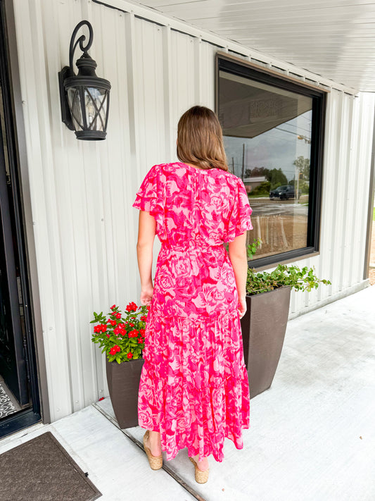 Pink Multi Tiered Maxi Dress