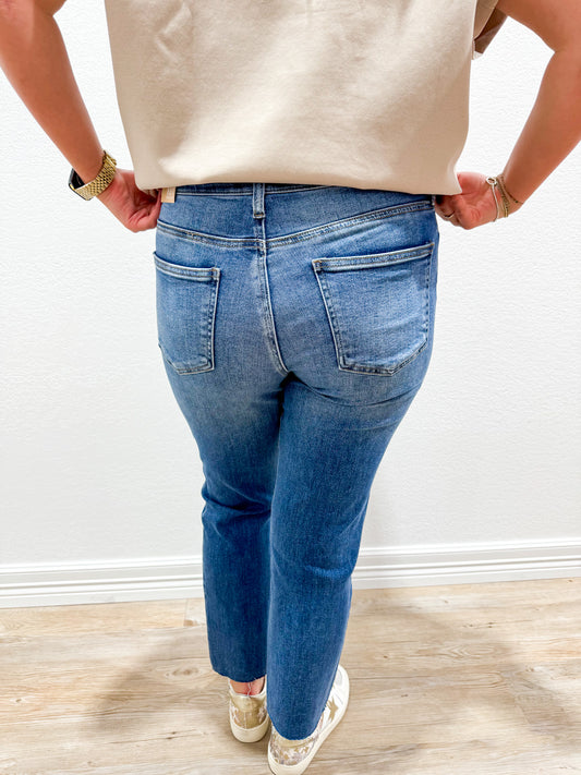 Rachael High Rise Fab Ab Mom Raw Hem - Exalted - Southern Belle Boutique
