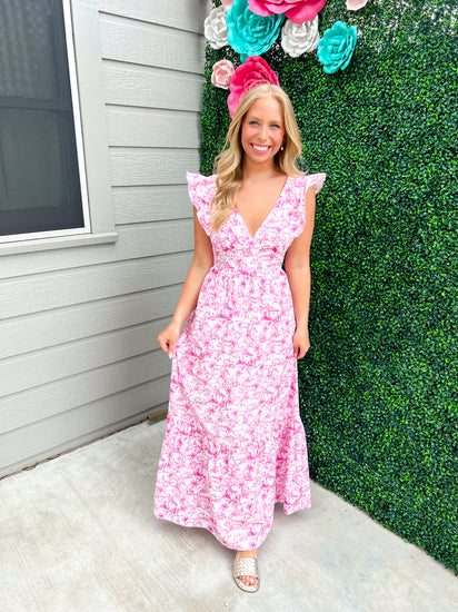 Daphne Floral Print Ruffled Maxi Dress - Southern Belle Boutique