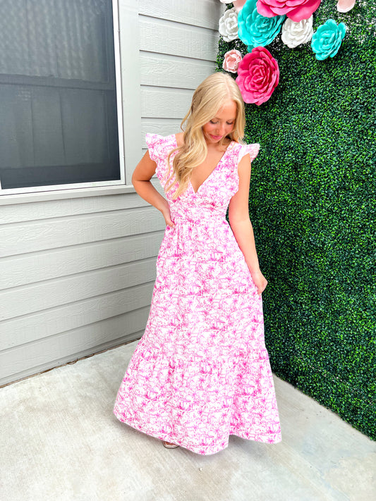 Daphne Floral Print Ruffled Maxi Dress - Southern Belle Boutique