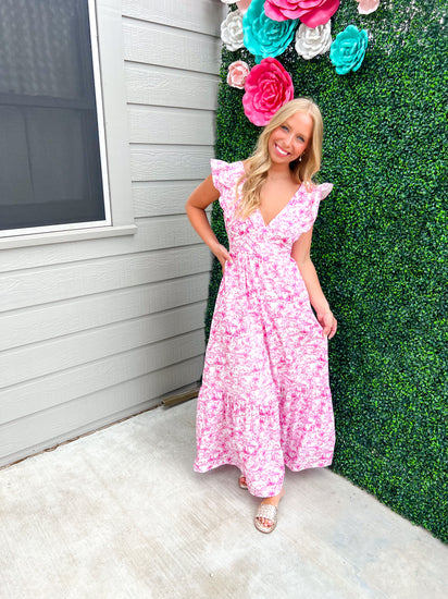 Daphne Floral Print Ruffled Maxi Dress - Southern Belle Boutique