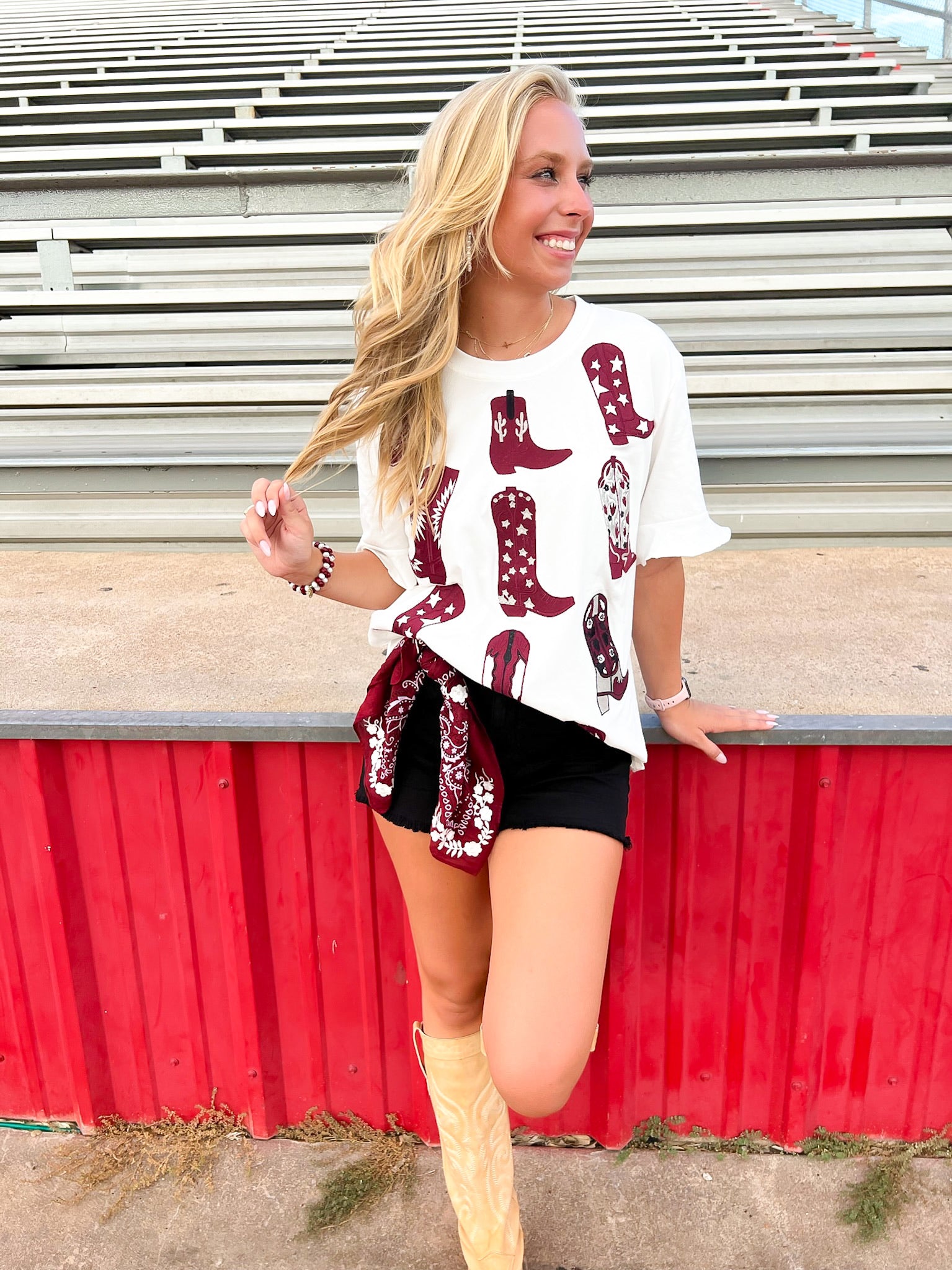 Walk the Line Tee - Maroon - Southern Belle Boutique