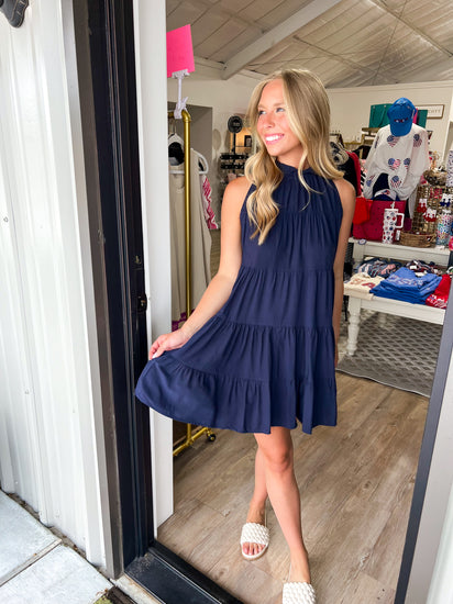 Ink Halter Tiered Dress - Southern Belle Boutique