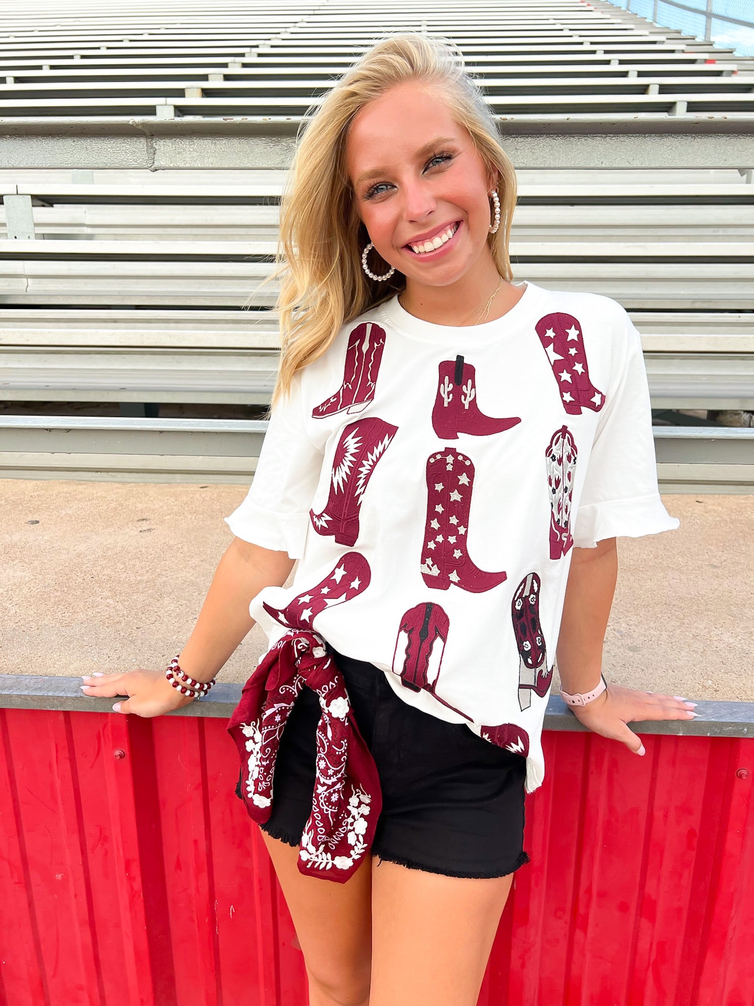 Walk the Line Tee - Maroon - Southern Belle Boutique