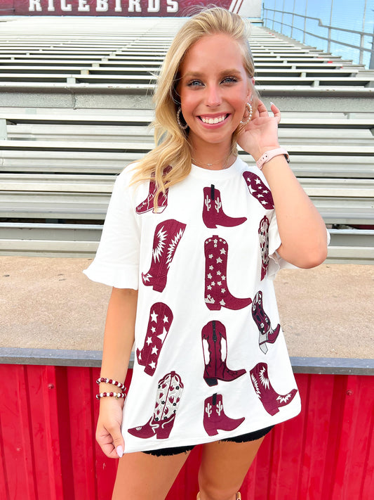Walk the Line Tee - Maroon - Southern Belle Boutique