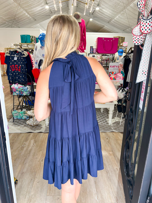 Ink Halter Tiered Dress - Southern Belle Boutique
