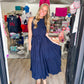 Navy Halter Midi Dress - Southern Belle Boutique