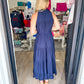 Navy Halter Midi Dress - Southern Belle Boutique