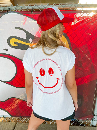White Fight Song Smiley Tank - Southern Belle Boutique