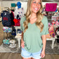 Crepe Hacci Tee - Treetop Green - Southern Belle Boutique