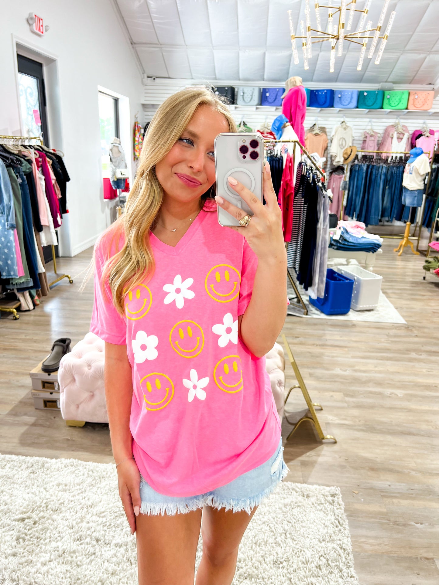 Pink Happy Flower Tee - Southern Belle Boutique