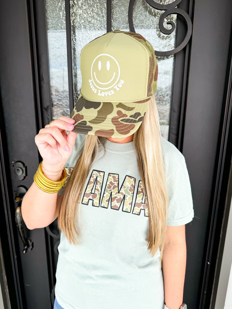 Jesus Loves You Trucker Hat - Camo