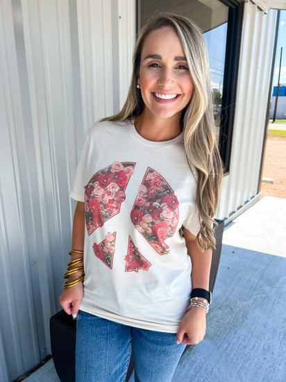 Floral Peace Sign Tee - Southern Belle Boutique