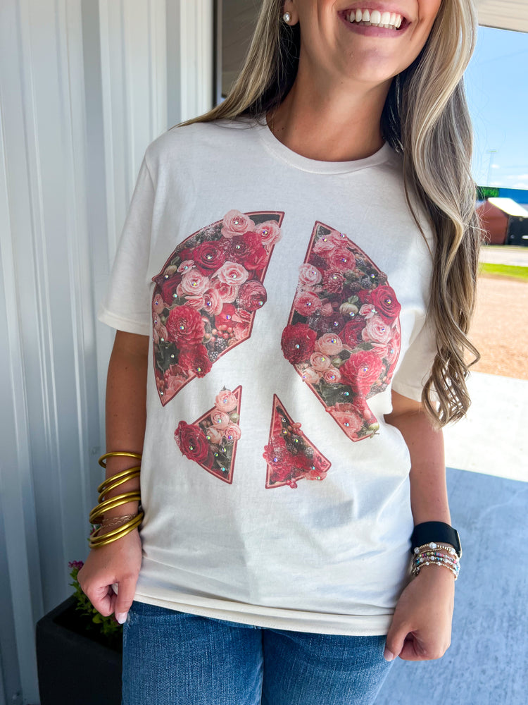 Floral Peace Sign Tee - Southern Belle Boutique