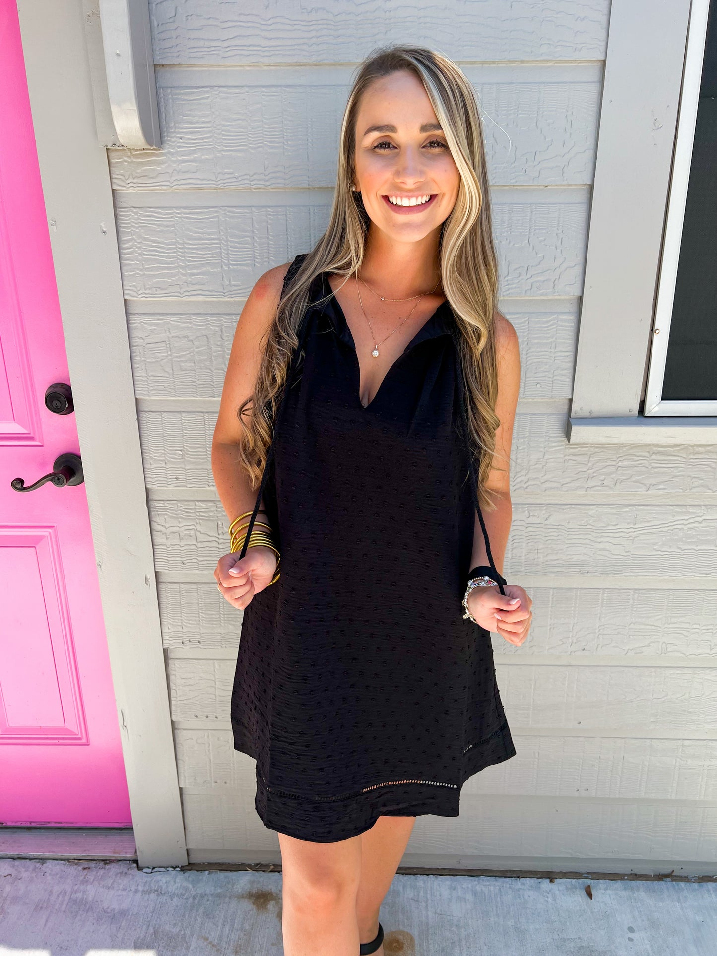 Black Sleeveless Textured Dress - Southern Belle Boutique