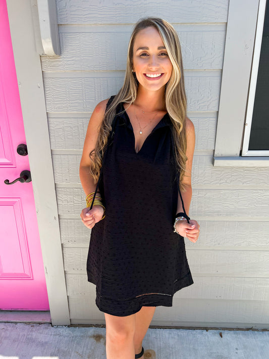 Black Sleeveless Textured Dress - Southern Belle Boutique