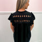 Kezia Knotted Embroidery Top Black - Southern Belle Boutique